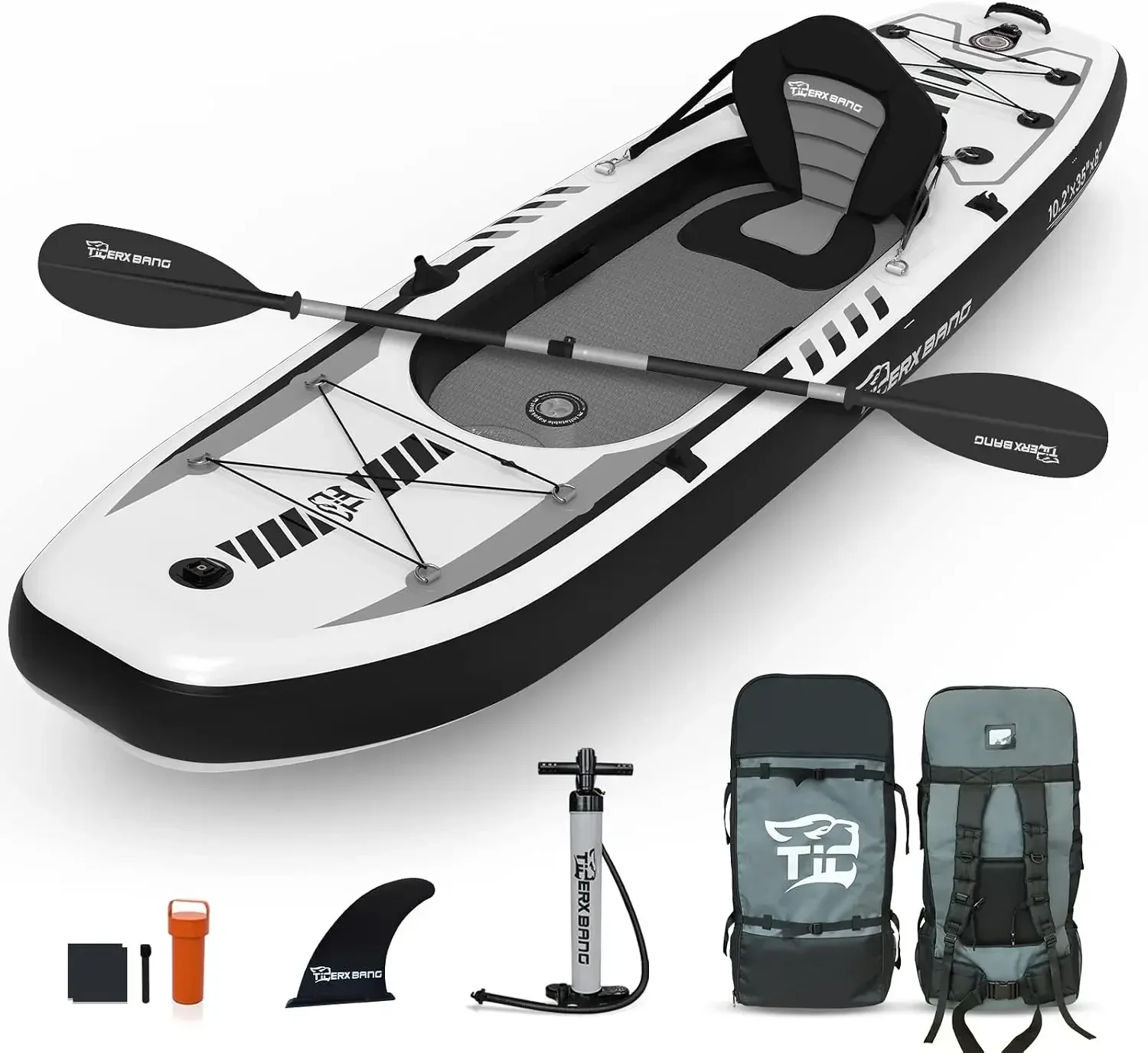 Fishing Backpack - TIGERXBANG 10.2'x35''x8'' Inflatable Kayak with Detachable