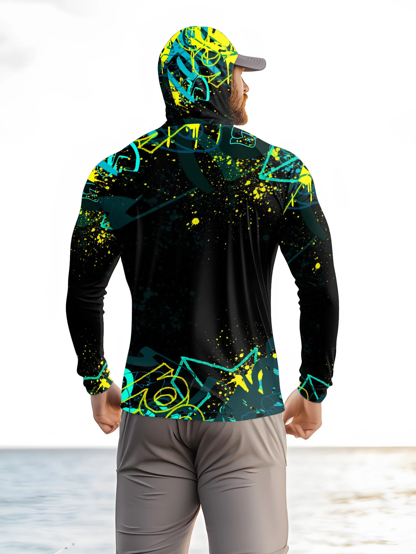 Men UPF50+ Fishing Hoodie With - Fishing Mask Sun Protection review and price