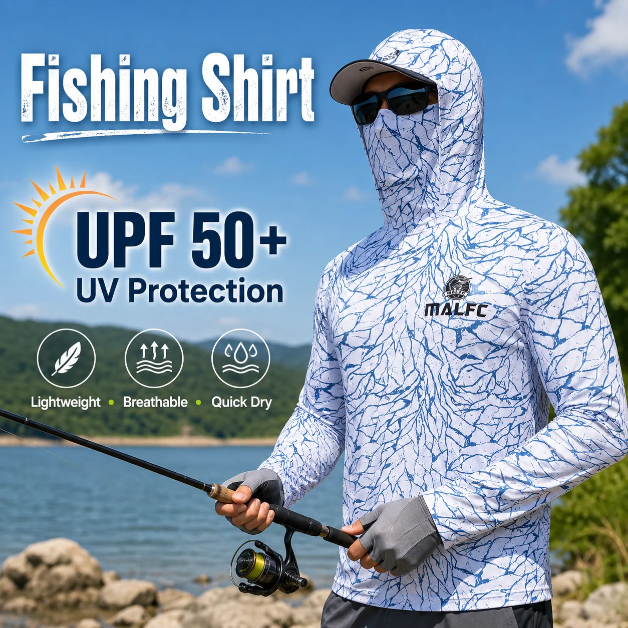 Men's UPF 50+ UV Protection Ho - Fishing Mask Sun Protection review and price