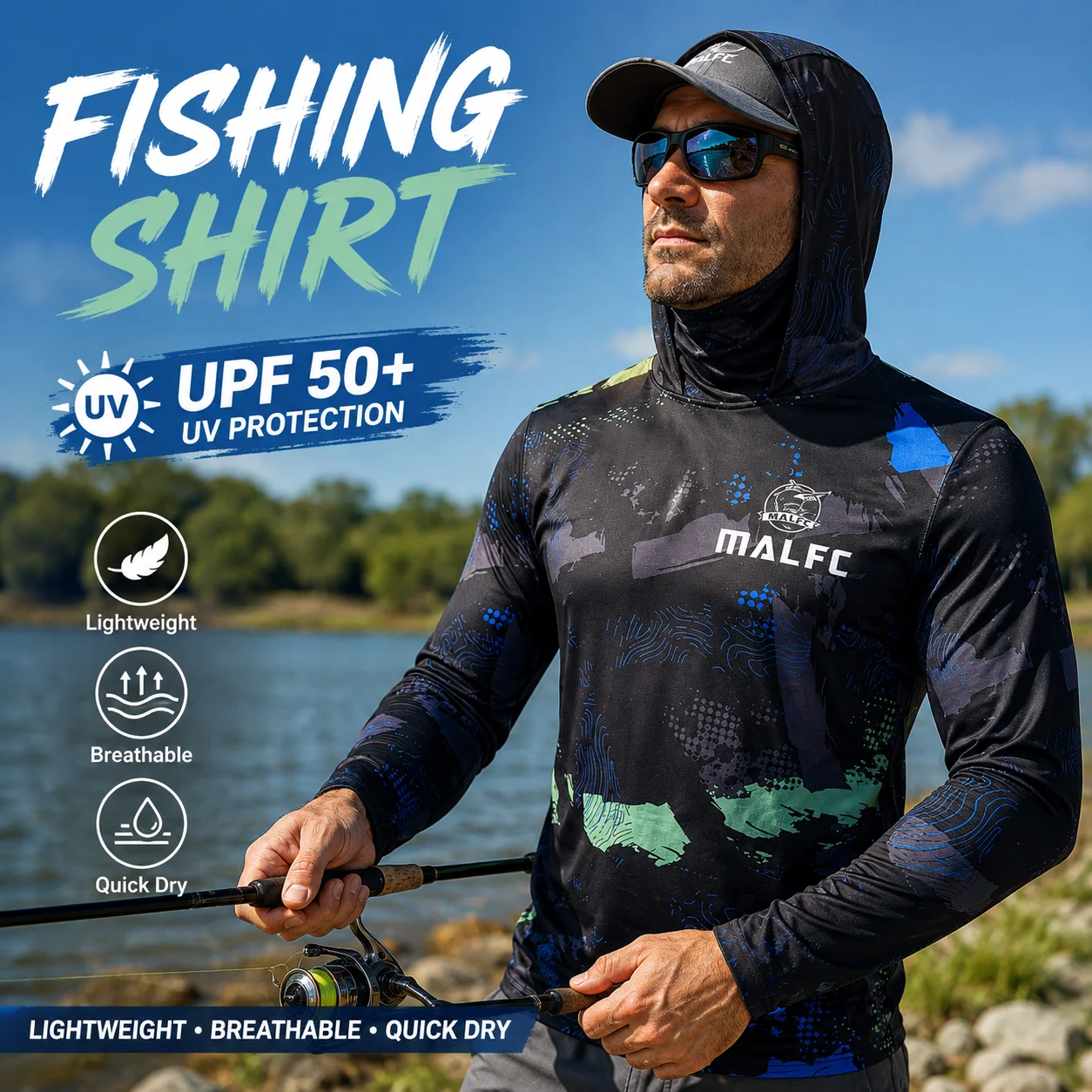 Men's UPF 50+ UV Protection Ho - Fishing Mask Sun Protection review and price