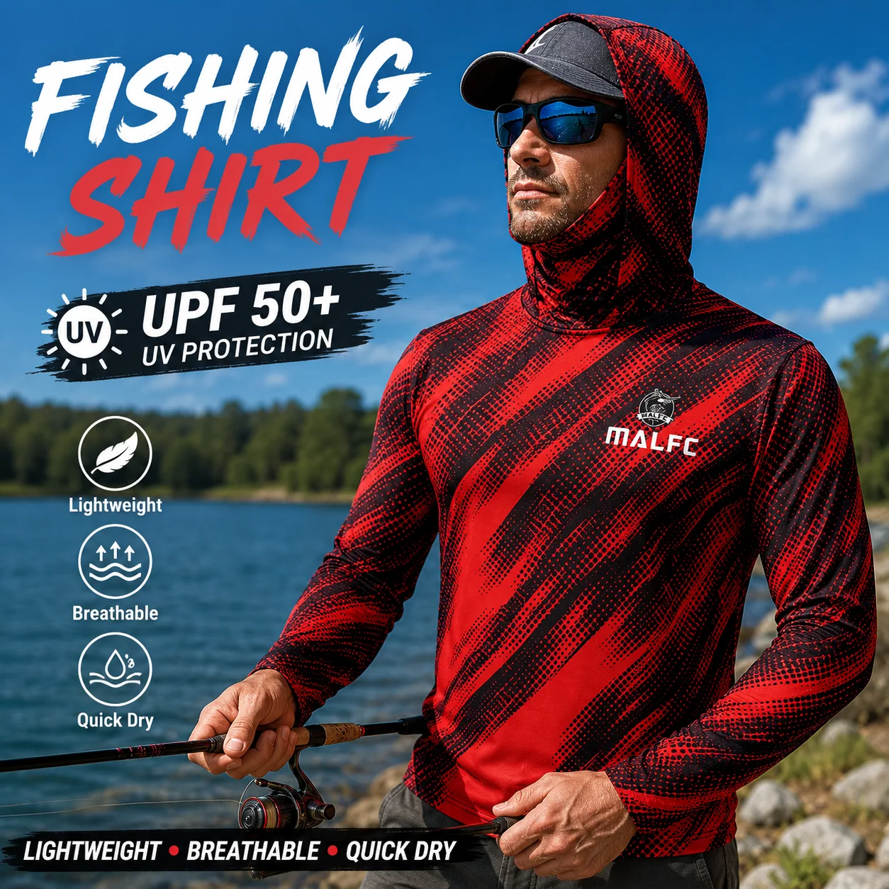 Men's UPF 50+ UV Protection Ho - Fishing Mask Sun Protection review and price