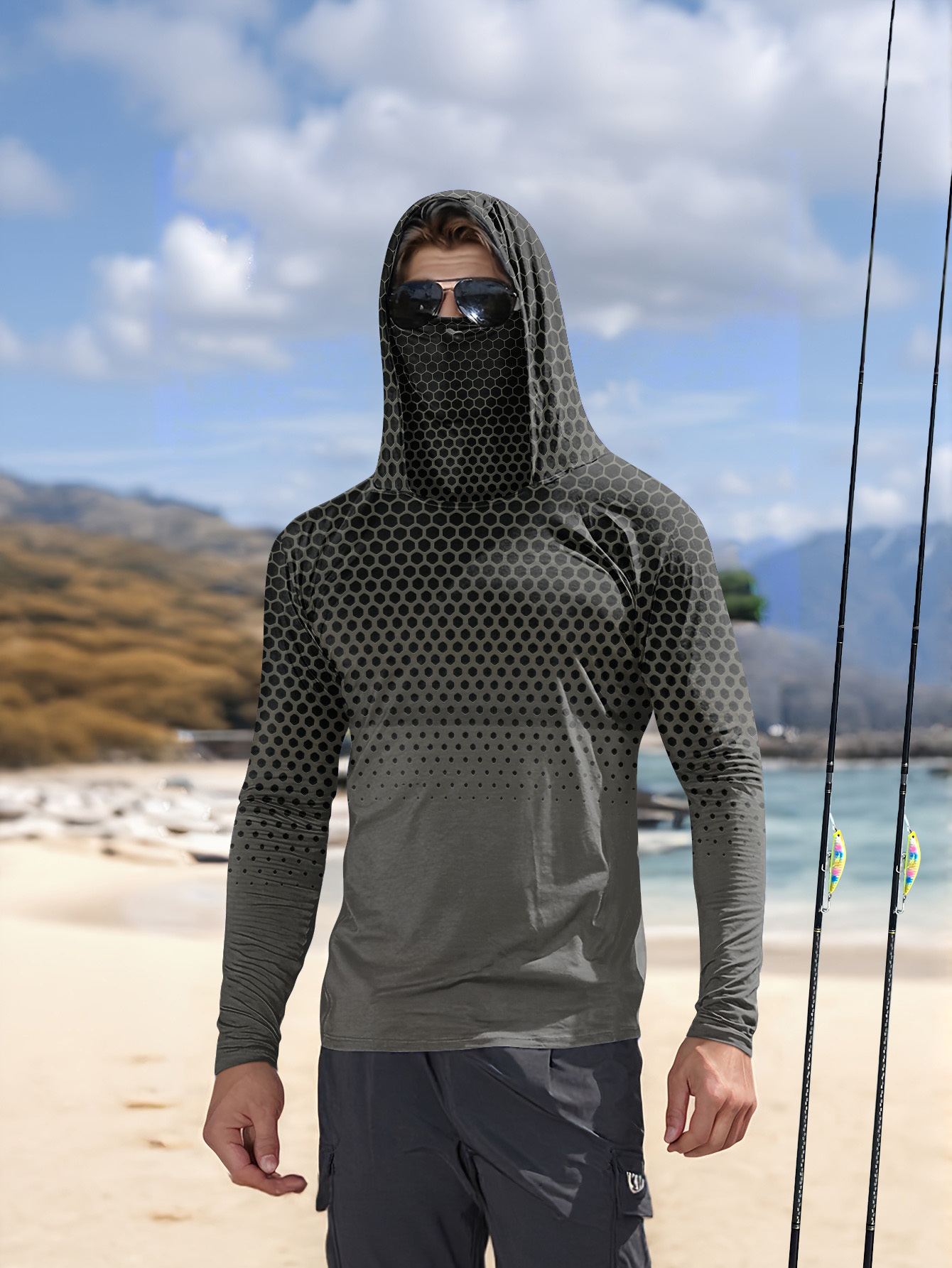 Men Summer UPF50+ Fishing Hood - Fishing Mask Sun Protection review and price