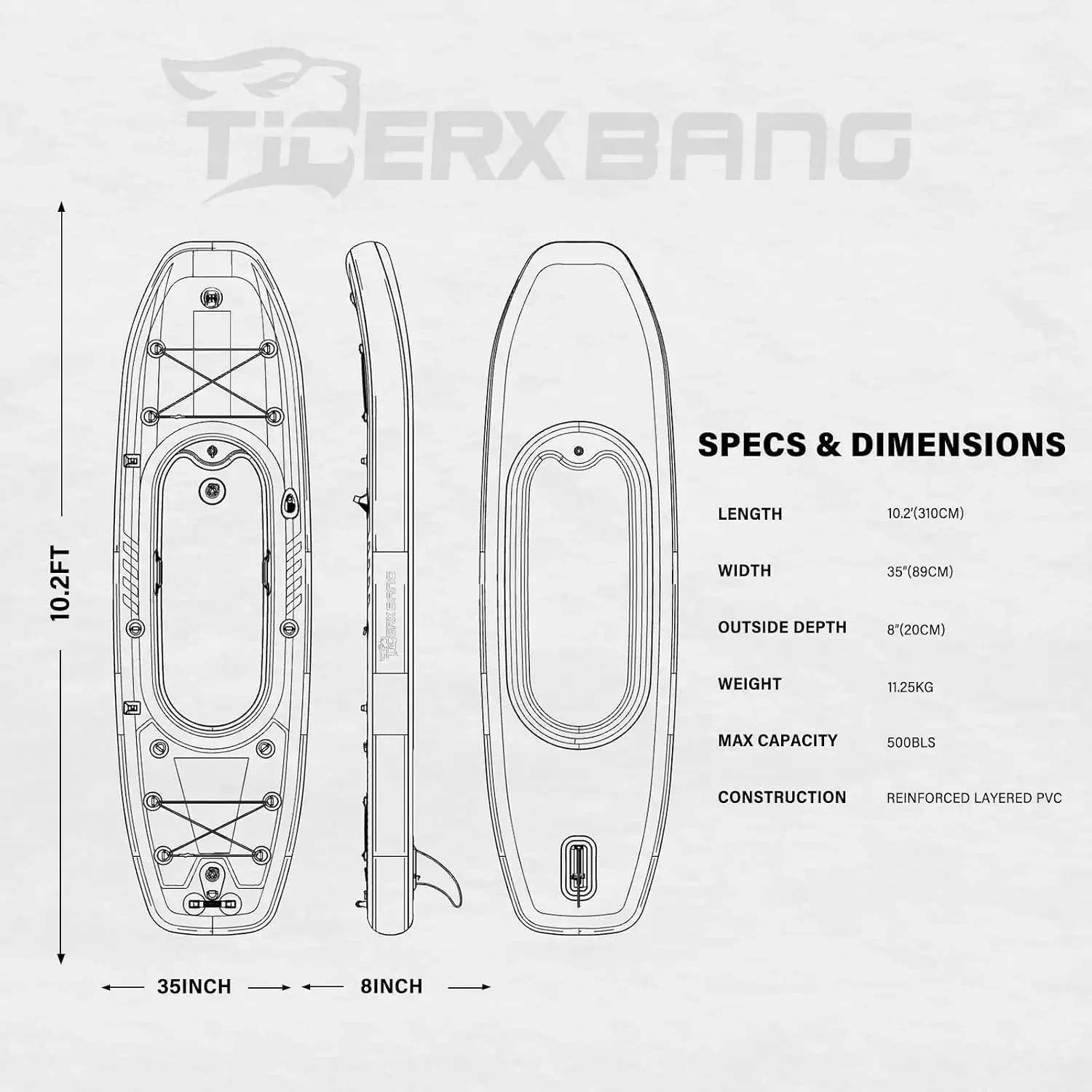 TIGERXBANG 10.2'x35''x8'' Infl - Fishing Backpack review and price